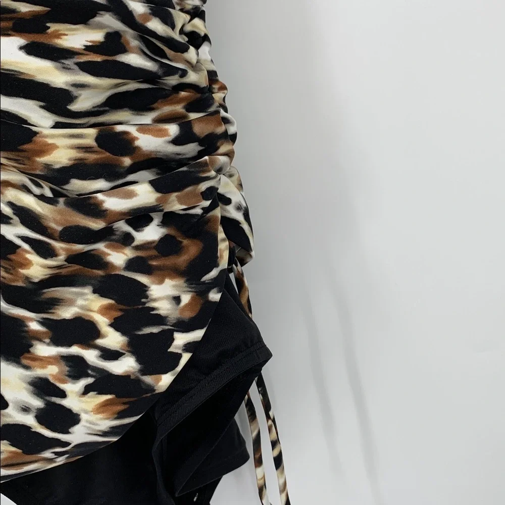 Miraclesuit Fur Realz Eclat One-Piece Swimsuit tank leopard print brown new 8